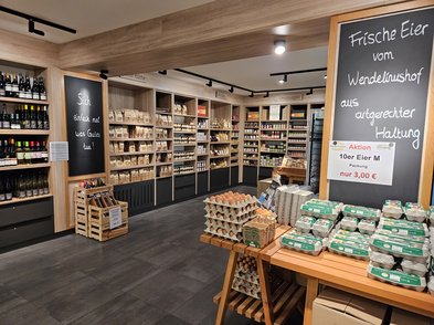 Innenansicht des Hofladen auf dem Wendelinushof